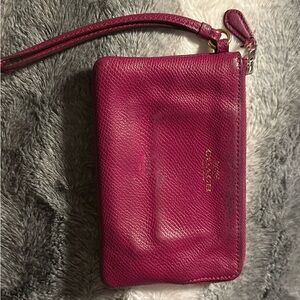 Coach Fuchsia Leather Wristlet